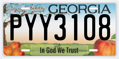 GA license plate PYY3108