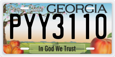 GA license plate PYY3110
