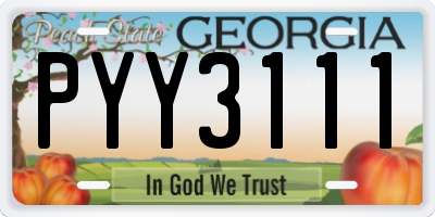 GA license plate PYY3111