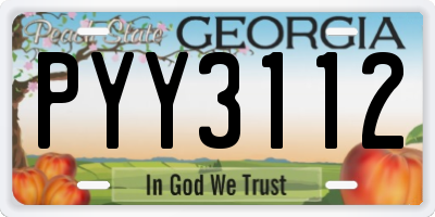 GA license plate PYY3112
