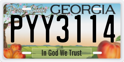 GA license plate PYY3114