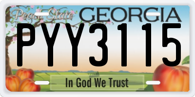 GA license plate PYY3115