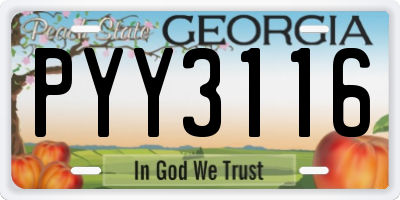 GA license plate PYY3116
