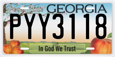 GA license plate PYY3118