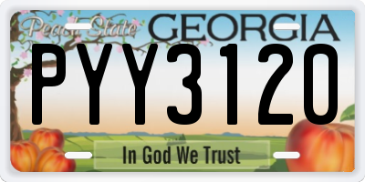 GA license plate PYY3120
