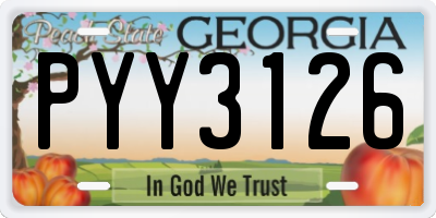 GA license plate PYY3126