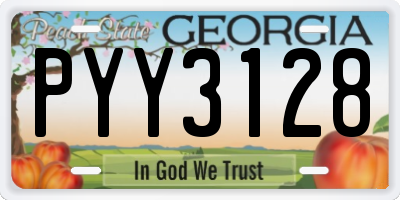 GA license plate PYY3128