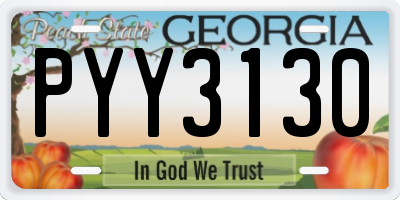GA license plate PYY3130