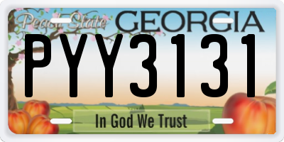 GA license plate PYY3131