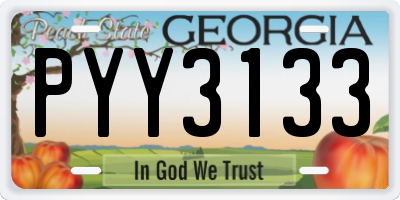 GA license plate PYY3133