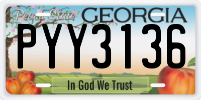 GA license plate PYY3136