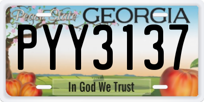 GA license plate PYY3137
