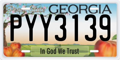 GA license plate PYY3139