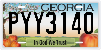 GA license plate PYY3140