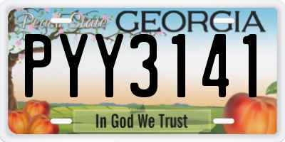 GA license plate PYY3141