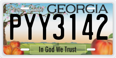 GA license plate PYY3142