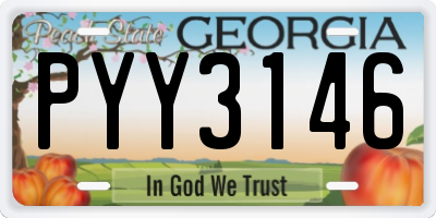 GA license plate PYY3146