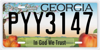 GA license plate PYY3147