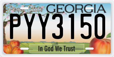 GA license plate PYY3150
