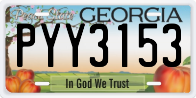 GA license plate PYY3153