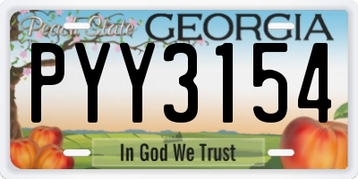 GA license plate PYY3154
