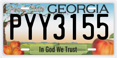 GA license plate PYY3155