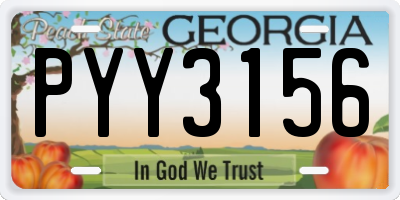 GA license plate PYY3156