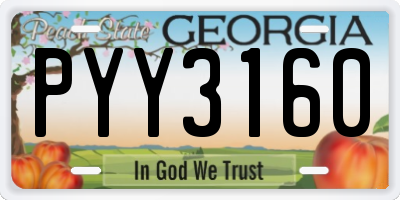 GA license plate PYY3160