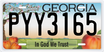 GA license plate PYY3165