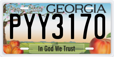GA license plate PYY3170