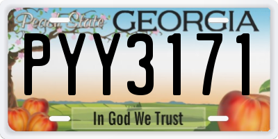 GA license plate PYY3171