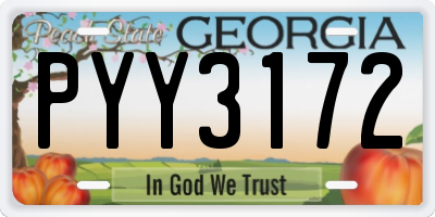 GA license plate PYY3172