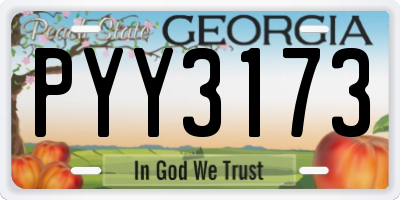 GA license plate PYY3173
