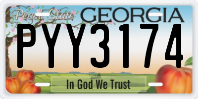 GA license plate PYY3174