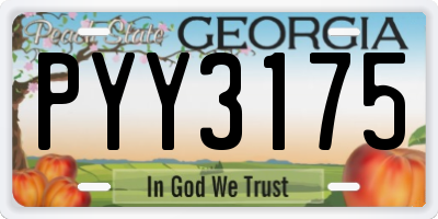 GA license plate PYY3175