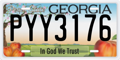GA license plate PYY3176