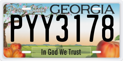 GA license plate PYY3178
