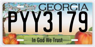 GA license plate PYY3179