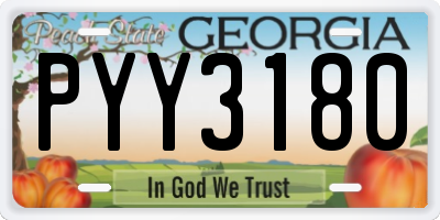 GA license plate PYY3180