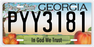 GA license plate PYY3181