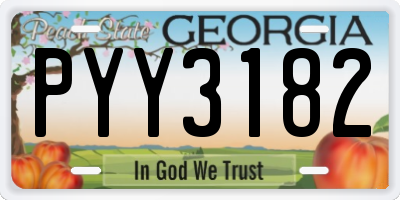 GA license plate PYY3182