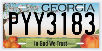 GA license plate PYY3183