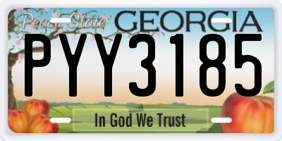GA license plate PYY3185