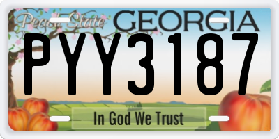 GA license plate PYY3187