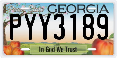GA license plate PYY3189
