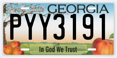 GA license plate PYY3191