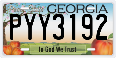 GA license plate PYY3192