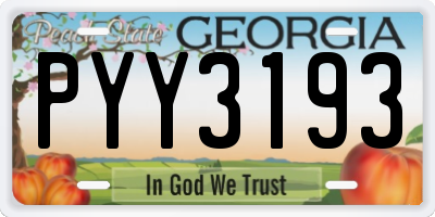 GA license plate PYY3193