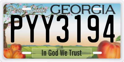 GA license plate PYY3194