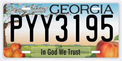 GA license plate PYY3195